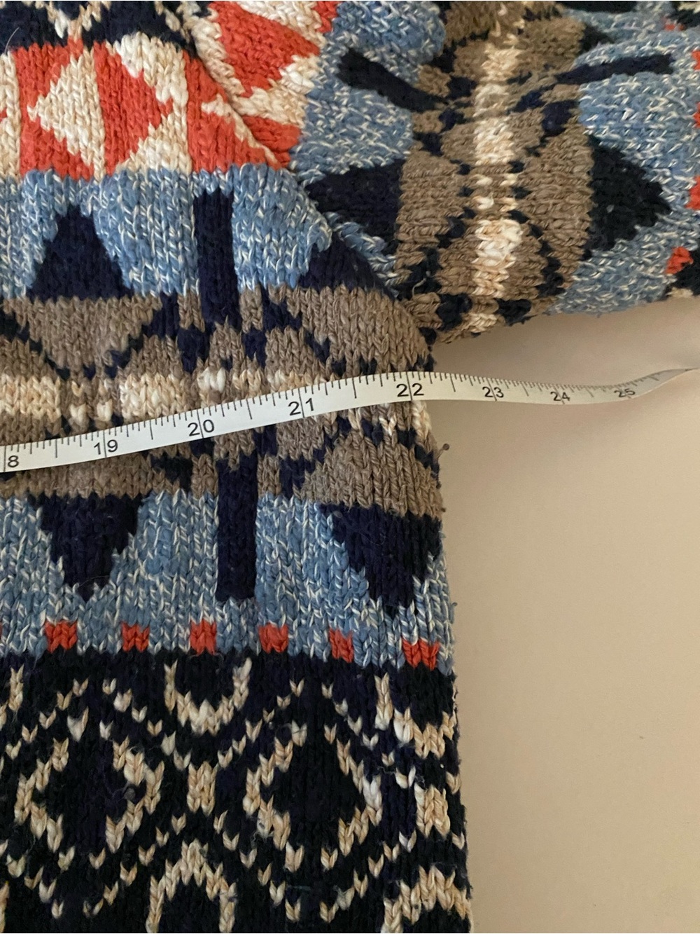 L.L. Bean Navy Multi-Color Fair Isle Open Cardigan - Picture 8 of 8